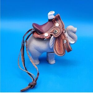 Miniature Toy Leather Hand Tooled Western Saddle Rope and Ties